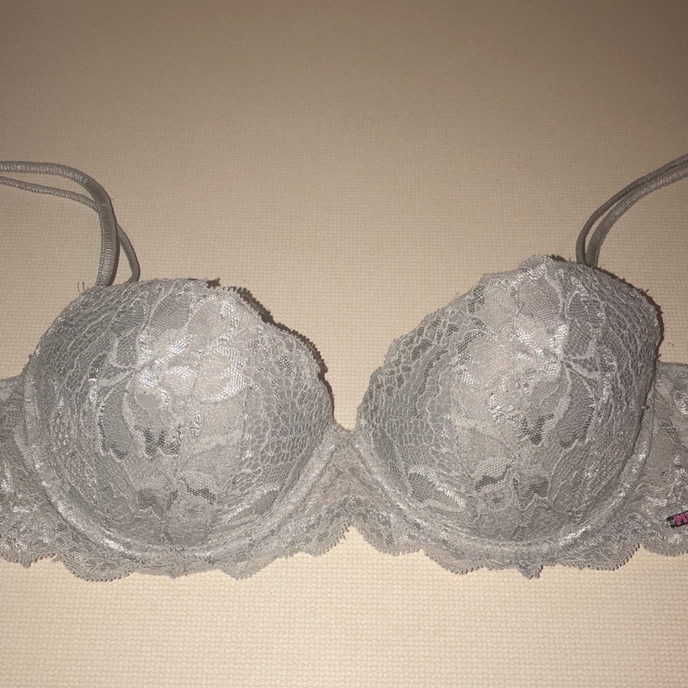 Grey lace push up bra from pink. Size 32B
